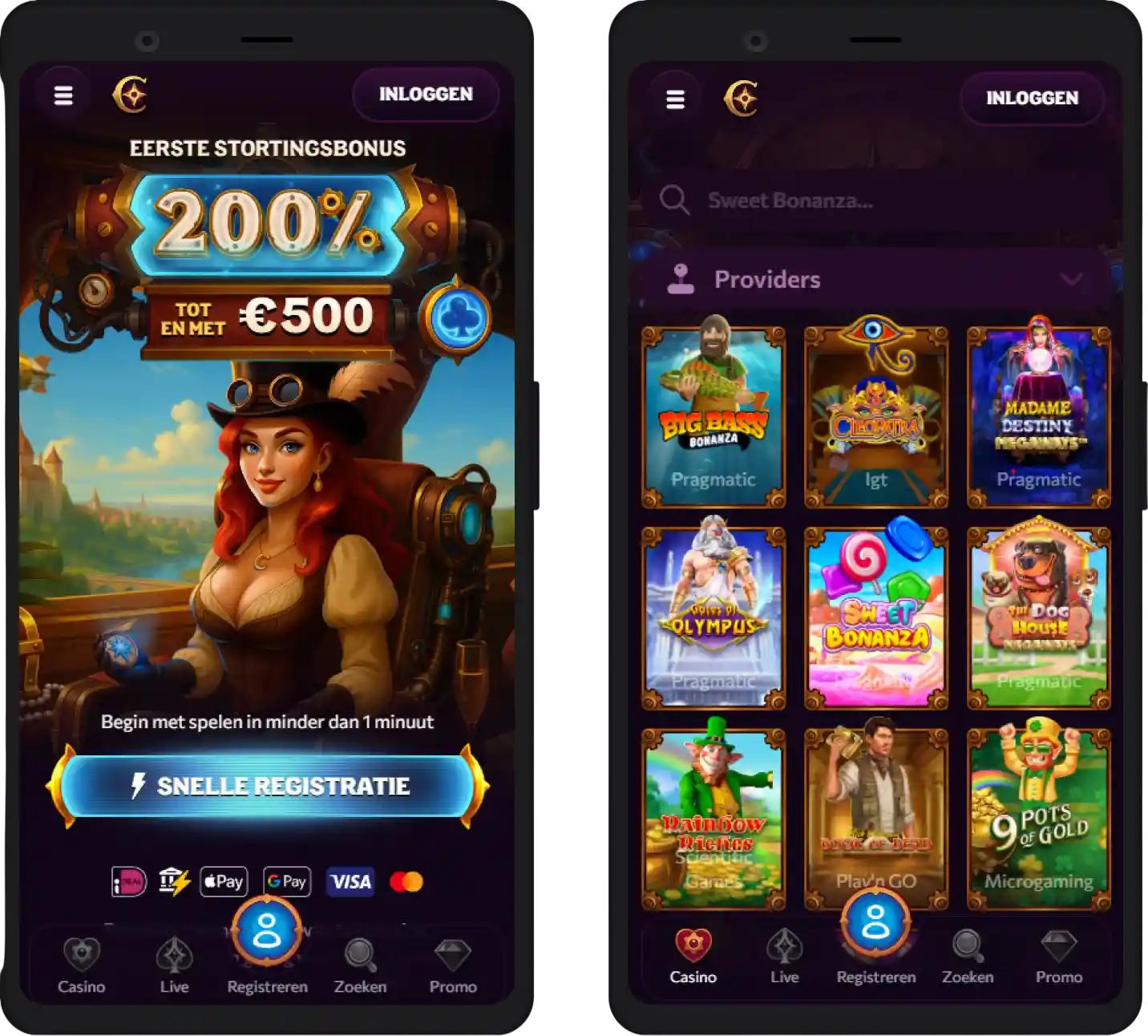 Mobiele versie van Chanze Casino voor smartphone en tablet